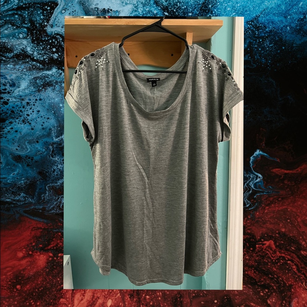 Torrid Short Sleeve Jeweled Top